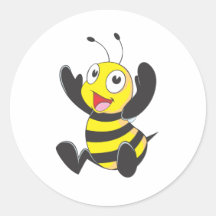 Cute Happy Baby Bee Arms Hands Up Waving Stickers