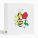 cute happy bee smelling rose 3 ring binder