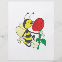 cute happy bee smelling rose flyers