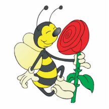 cute happy bee smelling rose photo cut outs