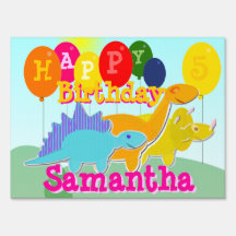 Cute Happy Birthday Cartoon Dinosaurs