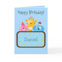 Cute Happy Birthday Giraffe, Dog & Cat Card