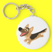 Cute Happy Cartoon German Shepherd Keychain