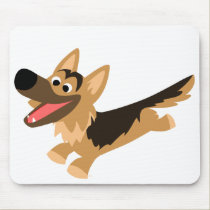 Cute Happy Cartoon German Shepherd Mousemat mousepads