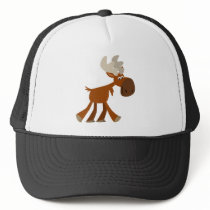 Cute Happy Cartoon Moose Trucker Hat