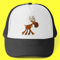 Cute Happy Cartoon Moose Trucker Hat