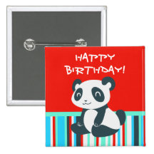 Cute Happy Cartoon Panda Buttons