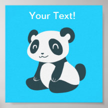 Cute Happy Cartoon Panda Posters