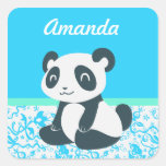 Cute Happy Cartoon Panda Square Sticker