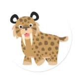 Cute Happy Cartoon Smilodon Sticker