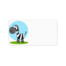 cute happy cartoon zebra personalized address label