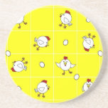 Cute Happy Chicken Dance Yellow Drink Coasters
