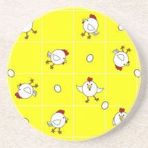 Cute Happy Chicken Dance Yellow Drink Coasters