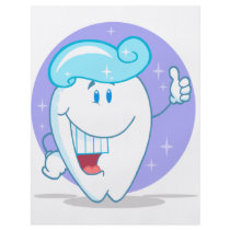 cute happy clean sparkling tooth cartoon character flyer design