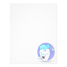 cute happy clean sparkling tooth cartoon character letterhead template