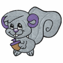 Cute Happy Grey Squirrel Embroidered Shirts