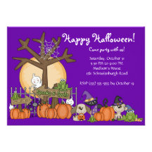 Cute  Happy Halloween Party Invitation for Kids