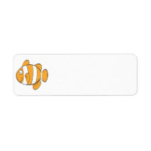 cute happy little clown fish cartoon character return address label