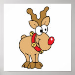Cute Happy Little Red Nose Reindeer posters