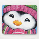 Cute Happy Penguin Dressed for Winter Mousepad