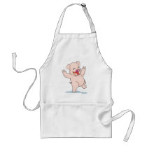 Cute Happy Pig Arms Hands Waving Up HIgh Apron