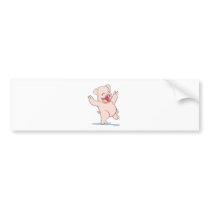 Cute Happy Pig Arms Hands Waving Up HIgh Bumper Sticker