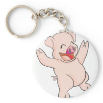 Cute Happy Pig Arms Hands Waving Up HIgh Key Chain