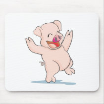 Cute Happy Pig Arms Hands Waving Up HIgh Mouse Pads