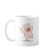 Cute Happy Pig Arms Hands Waving Up HIgh Mugs
