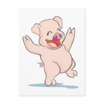 Cute Happy Pig Arms Hands Waving Up HIgh Postcards