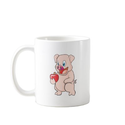 Cute Happy Pig with Apple Pork Coffee Mug by graphicdesigner