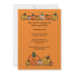 Cute Happy Pumpkins Halloween Party Invitation
