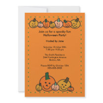 Cute Happy Pumpkins Halloween Party Invitation