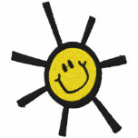 Cute Happy Sun Chest and Large on Back Embroidered Hooded Sweatshirt