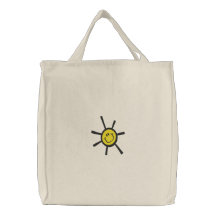 Cute Happy Sun Tote Embroidered Tote Bag