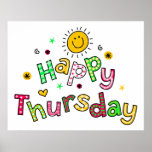 Cute Happy Thursday Week Greeting Text Expression Posters