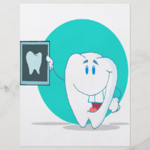 cute happy tooth character with clean xray full color flyer