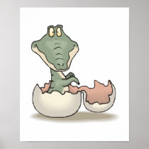 cute hatching baby alligator print