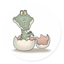 cute hatching baby alligator round stickers