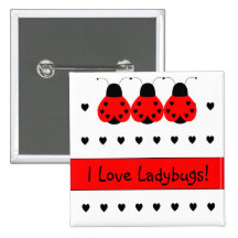 Cute Heart Ladybug Customizable Button