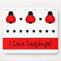 Cute Heart Ladybug Mousepad