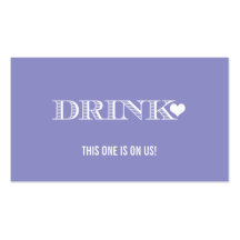 Cute Heart Lavender Wedding Drink Ticket Business Cards