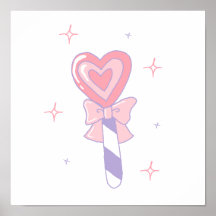 Cute Heart Lollipop Print