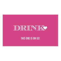 Cute Heart Pink Wedding Drink Ticket Business Card Templates