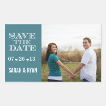 Cute Heart Teal Save the Date Wedding Stickers