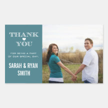Cute Heart Teal Thank You Stickers