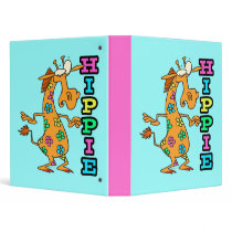 cute hippie flowers giraffe cartoon character vinyl binder
