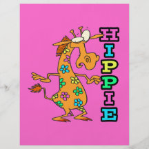 cute hippie flowers giraffe cartoon character personalized flyer