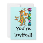 cute hippie flowers giraffe cartoon character personalized invitations
