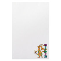 cute hippie flowers giraffe cartoon character customized stationery